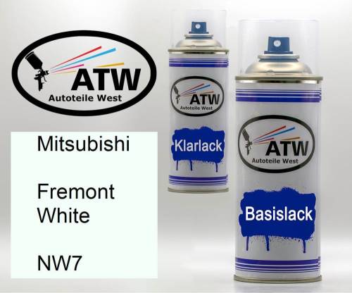 Mitsubishi, Fremont White, NW7: 400ml Sprühdose + 400ml Klarlack - Set, von ATW Autoteile West.